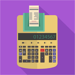 Big vintage calculator with printing receipt