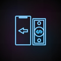 mobile banking icon in neon style. One of Mobile banking collection icon can be used for UI, UX