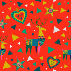 Christmas background of colorful deer decoration