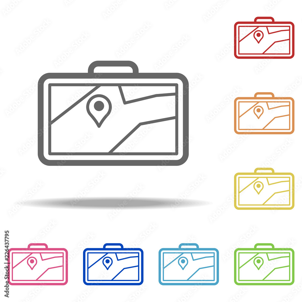 Poster pin on navigator screen icon. elements of navigation in multi colored icons. simple icon for website