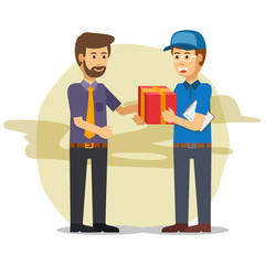 Obraz premium Delivery Guy sending a parcel