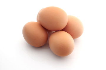 Eggs on white background