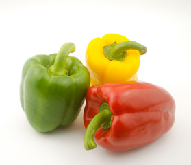 Fresh capsicum or bell pepper on white background
