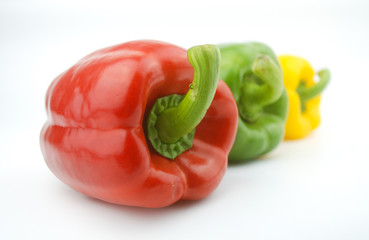 Fresh capsicum or bell pepper on white background