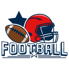 Illustration of american football logo with ball and helm