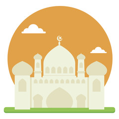 Vector flat mosque with two minaret