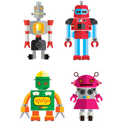 Cute Retro Robot set 1