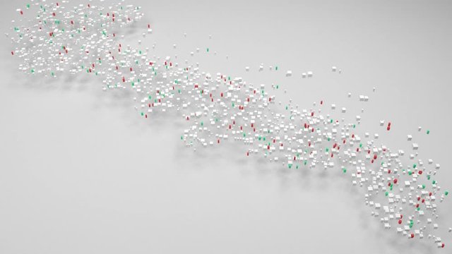 Map of the Region of Apulia - Italy | 3d Rendering, mosaic of little bricks - White and flag colors. A number of 4312 little boxes are accurately inserted into the mosaic. Flag colors