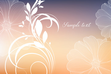 Fototapeta na wymiar Floral background with abstract petals and leaves.