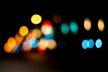 bokeh on a rainy window at night