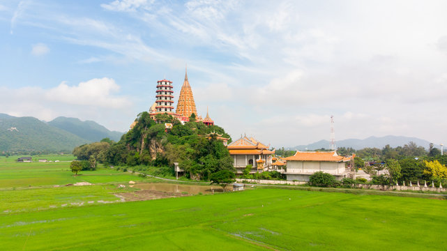 Aerial view Landscape of Wat Tham, Suea Tha Muang District, Kanchanaburi Thailand