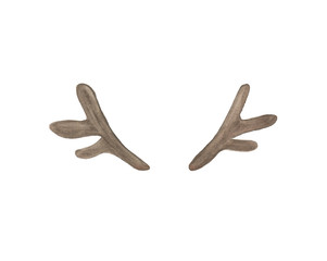 Watercolor painted antlers, new year decorations