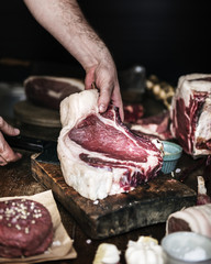 Cuts of fresh beef food photography recipe idea