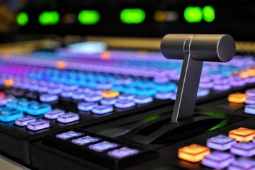 Equipment in outside broadcasting van.