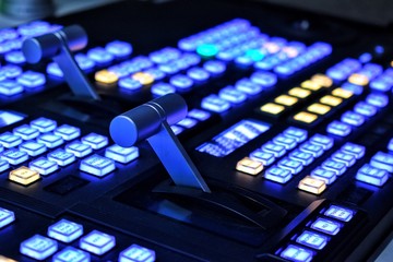 Equipment in outside broadcasting van.