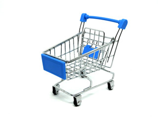 biue shopping cart isolated on white background