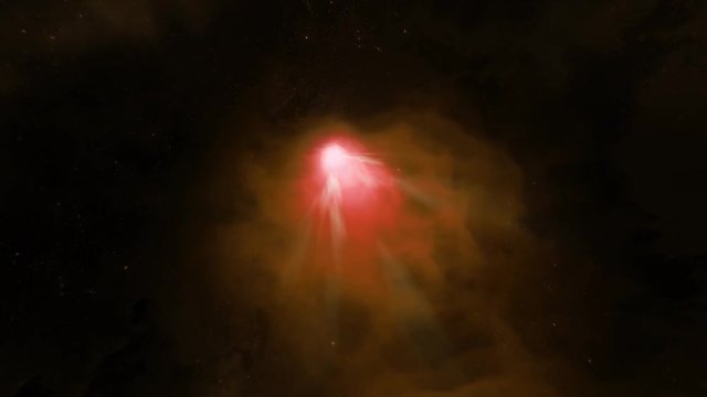 Red and Orange Comet crossing over Dark Space like a Meteor
