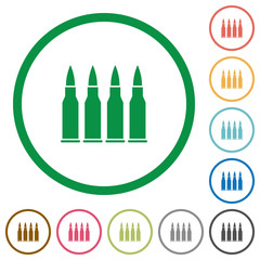 Four bullets flat icons with outlines