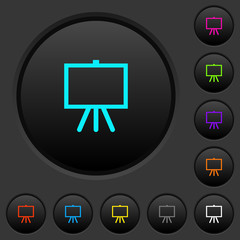 Easel with blank canvas dark push buttons with color icons