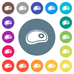 Obraz premium Steak flat white icons on round color backgrounds
