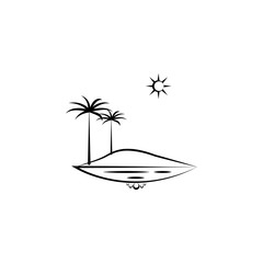 sun sea palma tree icon. Element of landscape icon for mobile concept and web apps. Hand drawn sun sea palma tree icon can be used for web and mobile © rashadaliyev