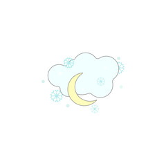 Christmas cloud snow, night icon. Element of Christmas for mobile concept and web apps. Colored Christmas cloud snow, night illustration can be used for web and mobile