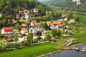 Village of Rathen in Saxon Switzerland National park, popular travel destination in Germany