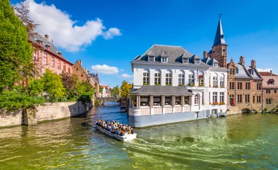 Stickers pour porte Brugges Canal à Bruges, Belgique