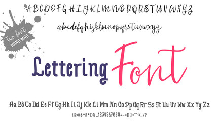 Two font. Vector hand drawn typeface. Brush painted letters. Handmade alphabet for your designs: logo, posters, wedding invitations, cards, etc.