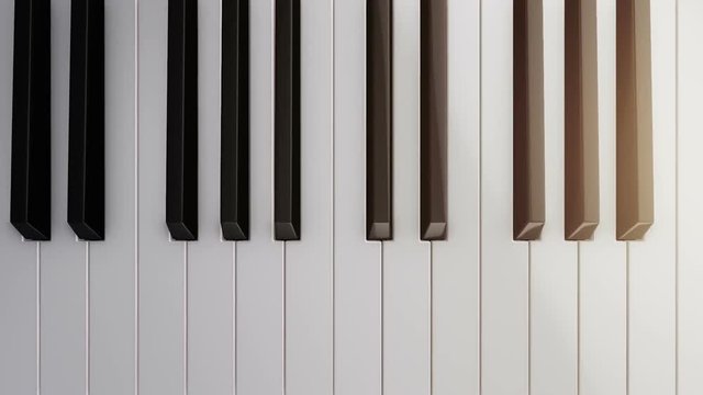 Background with animation of play on piano, synthesizer or electronic piano. Animation pushing of piano keys player. Animation of seamless loop.