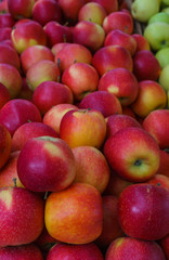 Fresh, tasty, juicy, red apples in a box