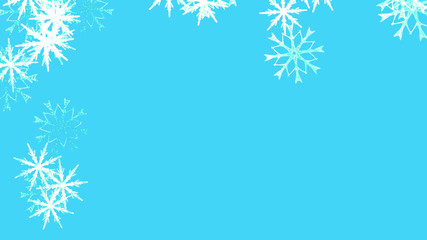 Abstract background with a variety of colorful snowflakes. Big and small.