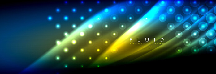 Obraz premium Liquid neon flowing waves, glowing light lines background
