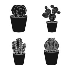 Vector design of cactus and pot logo. Set of cactus and cacti stock vector illustration.