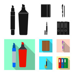 Obraz premium Isolated object of office and supply icon. Set of office and school vector icon for stock.