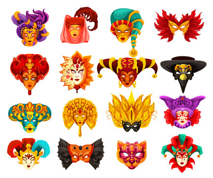 Vector Venetian carnival masquerade masks