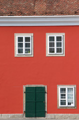 Fototapeta na wymiar old door and windows house detail Eger Hungary