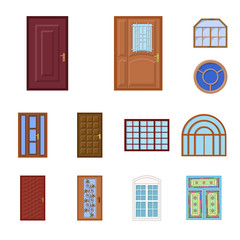 Vector illustration of door and front symbol. Collection of door and wooden vector icon for stock.