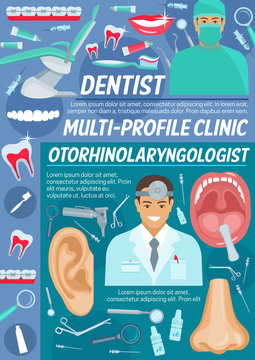 Dentist and otolaryngologist clinic, vector