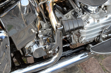 Closeup on a well polished combustion engine.