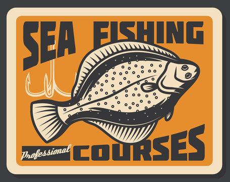 Sea fishing courses. Vector flounder