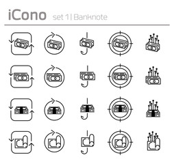 Banknote icon with financial concept