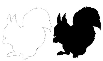 silhouette of a squirrel on a white background