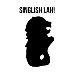 Black singaporean lion with fish body sillhoette