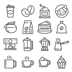 Vector line Coffee and Accessories icons set