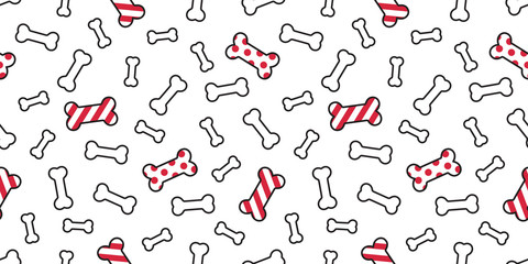 Dog bone seamless pattern vector Christmas Santa Claus Xmas dog paw candy cane french bulldog tile background scarf isolated repeat 