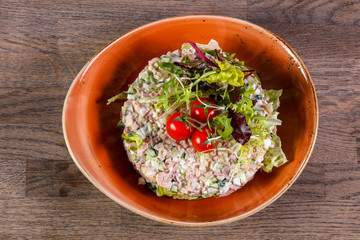 Salad with prawns and salmon