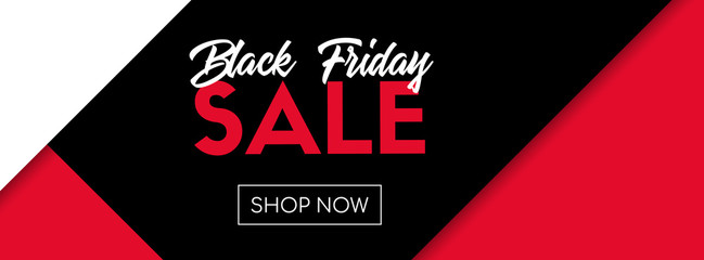 Black friday sale vector banner. Shop now. Online shopping template