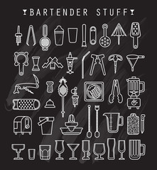Bartender stuff. Flat design. Vector. 