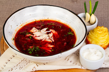 Traditional Borsch with meat